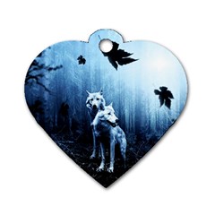 Wolfs Dog Tag Heart (two Sides) by Valentinaart