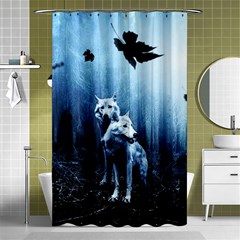 Wolfs Shower Curtain 48  X 72  (small)  by Valentinaart