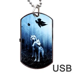 Wolfs Dog Tag Usb Flash (one Side) by Valentinaart