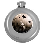 Wolfs Round Hip Flask (5 oz) Front