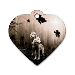 Wolfs Dog Tag Heart (two Sides) by Valentinaart