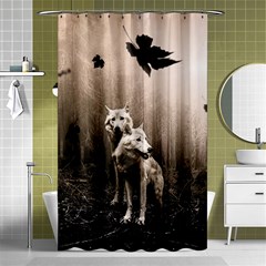 Wolfs Shower Curtain 48  X 72  (small)  by Valentinaart