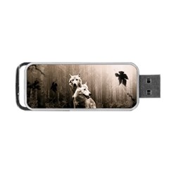 Wolfs Portable Usb Flash (two Sides) by Valentinaart