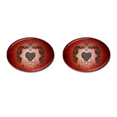 Wonderful Heart With Decorative Elements Cufflinks (oval) by FantasyWorld7