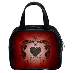 Wonderful Heart With Decorative Elements Classic Handbag (two Sides) by FantasyWorld7