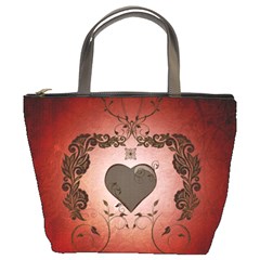 Wonderful Heart With Decorative Elements Bucket Bag by FantasyWorld7