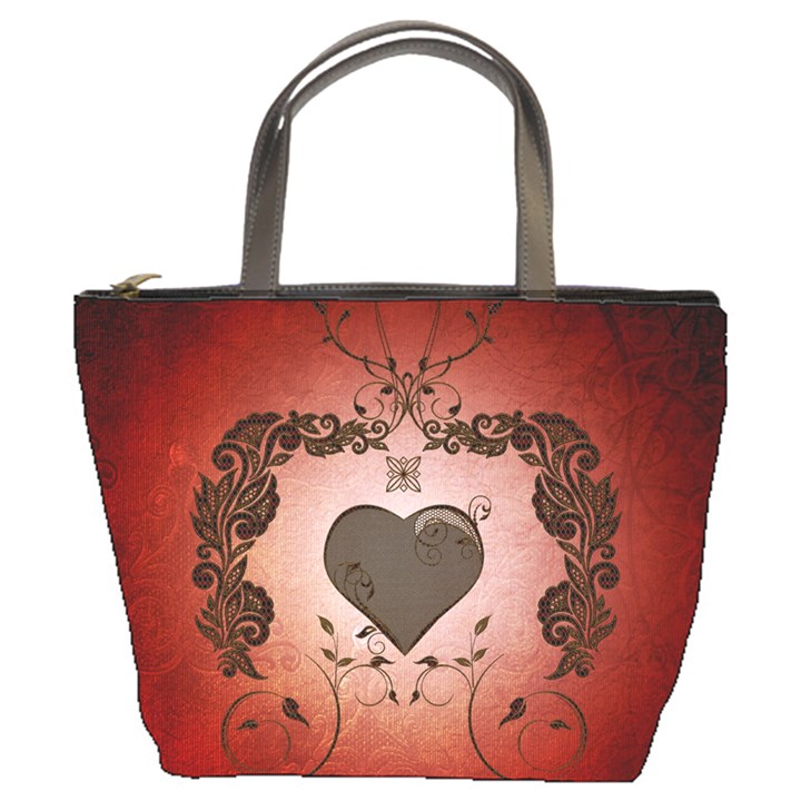 Wonderful Heart With Decorative Elements Bucket Bag