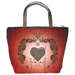 Wonderful Heart With Decorative Elements Bucket Bag Back