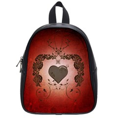 Wonderful Heart With Decorative Elements School Bag (small) by FantasyWorld7