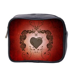 Wonderful Heart With Decorative Elements Mini Toiletries Bag (two Sides) by FantasyWorld7