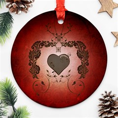 Wonderful Heart With Decorative Elements Ornament (round) by FantasyWorld7