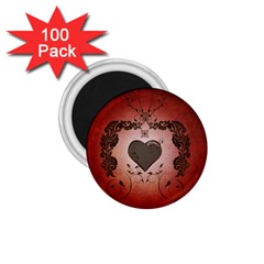 Wonderful Heart With Decorative Elements 1 75  Magnets (100 Pack)  by FantasyWorld7