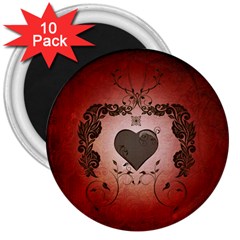 Wonderful Heart With Decorative Elements 3  Magnets (10 Pack)  by FantasyWorld7