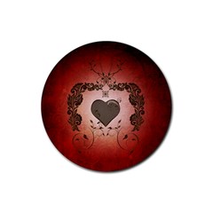 Wonderful Heart With Decorative Elements Rubber Round Coaster (4 Pack)  by FantasyWorld7