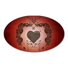 Wonderful Heart With Decorative Elements Oval Magnet by FantasyWorld7