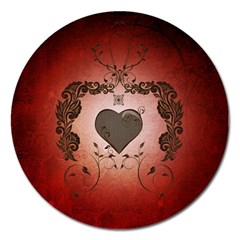 Wonderful Heart With Decorative Elements Magnet 5  (round) by FantasyWorld7