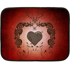 Wonderful Heart With Decorative Elements Double Sided Fleece Blanket (mini)  by FantasyWorld7