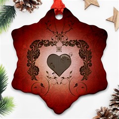 Wonderful Heart With Decorative Elements Ornament (snowflake) by FantasyWorld7