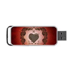 Wonderful Heart With Decorative Elements Portable Usb Flash (two Sides) by FantasyWorld7