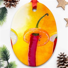 Three Red Chili Peppers Ornament (oval) by FunnyCow