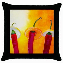 Three Red Chili Peppers Throw Pillow Case (black) by FunnyCow