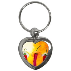 Three Red Chili Peppers Key Chains (heart)  by FunnyCow