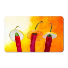 Three Red Chili Peppers Magnet (rectangular) by FunnyCow