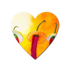 Three Red Chili Peppers Heart Magnet by FunnyCow