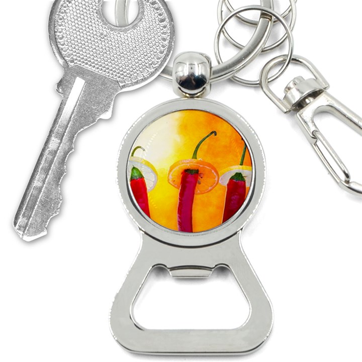 Three Red Chili Peppers Bottle Opener Key Chains