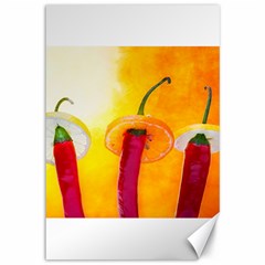 Three Red Chili Peppers Canvas 12  X 18  by FunnyCow