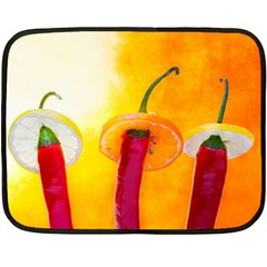 Three Red Chili Peppers Fleece Blanket (mini) by FunnyCow