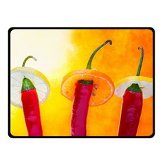 Three Red Chili Peppers Fleece Blanket (small) by FunnyCow