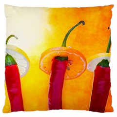 Three Red Chili Peppers Large Cushion Case (one Side) by FunnyCow