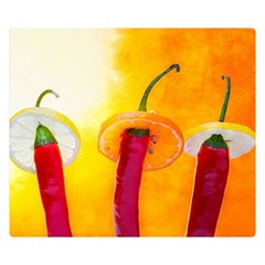 Three Red Chili Peppers Double Sided Flano Blanket (small)  by FunnyCow