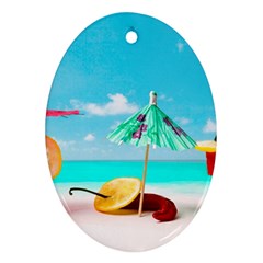 Red Chili Peppers On The Beach Ornament (oval) by FunnyCow