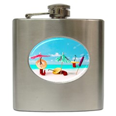 Red Chili Peppers On The Beach Hip Flask (6 Oz) by FunnyCow