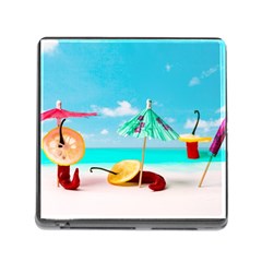 Red Chili Peppers On The Beach Memory Card Reader (square 5 Slot) by FunnyCow