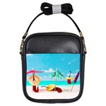 Red Chili Peppers On The Beach Girls Sling Bag Front