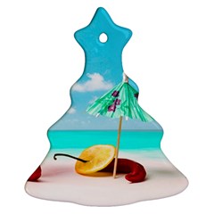 Red Chili Peppers On The Beach Christmas Tree Ornament (two Sides) by FunnyCow