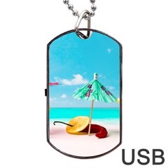 Red Chili Peppers On The Beach Dog Tag Usb Flash (two Sides) by FunnyCow