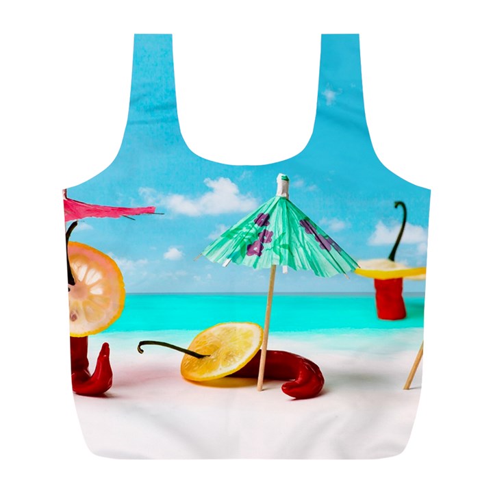 Red Chili Peppers On The Beach Full Print Recycle Bag (L)