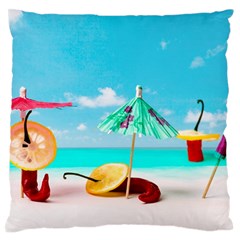 Red Chili Peppers On The Beach Large Flano Cushion Case (two Sides) by FunnyCow