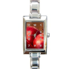 Three Red Apples Rectangle Italian Charm Watch by FunnyCow