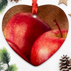 Three Red Apples Ornament (heart) by FunnyCow