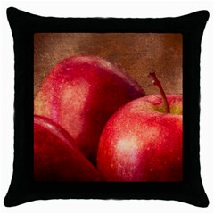 Three Red Apples Throw Pillow Case (black) by FunnyCow