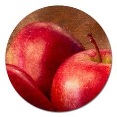 Three Red Apples Magnet 5  (round) by FunnyCow