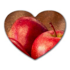 Three Red Apples Heart Mousepads by FunnyCow