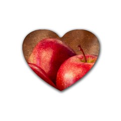 Three Red Apples Heart Coaster (4 Pack)  by FunnyCow