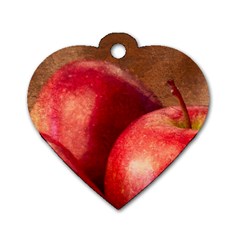 Three Red Apples Dog Tag Heart (two Sides) by FunnyCow