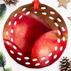 Three Red Apples Ornament (round Filigree) by FunnyCow